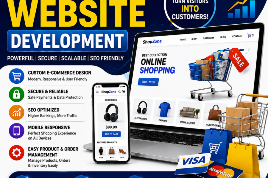 Ecommerce Website Development services for online stores, shopping websites, secure payments and business growth